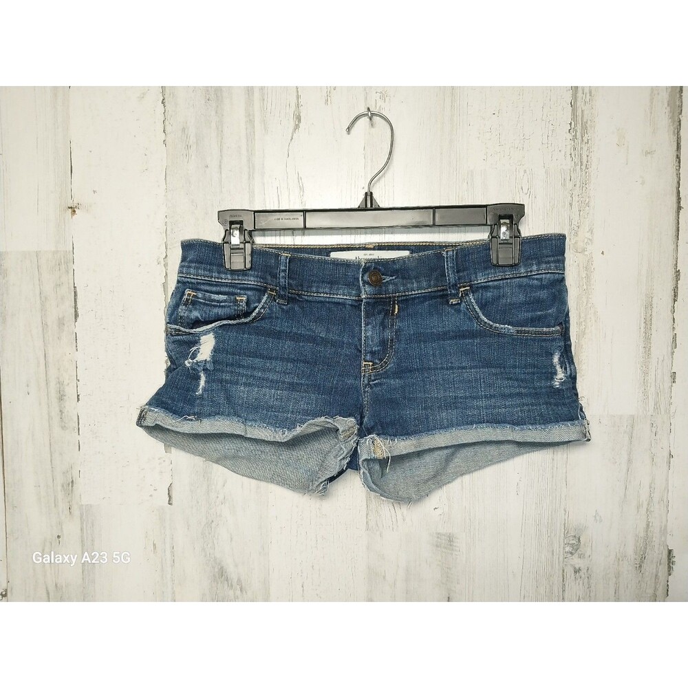Abercrombie & Fitch Cutoff Denim Shorts Size 2- 26W Blue Stretch Distressed